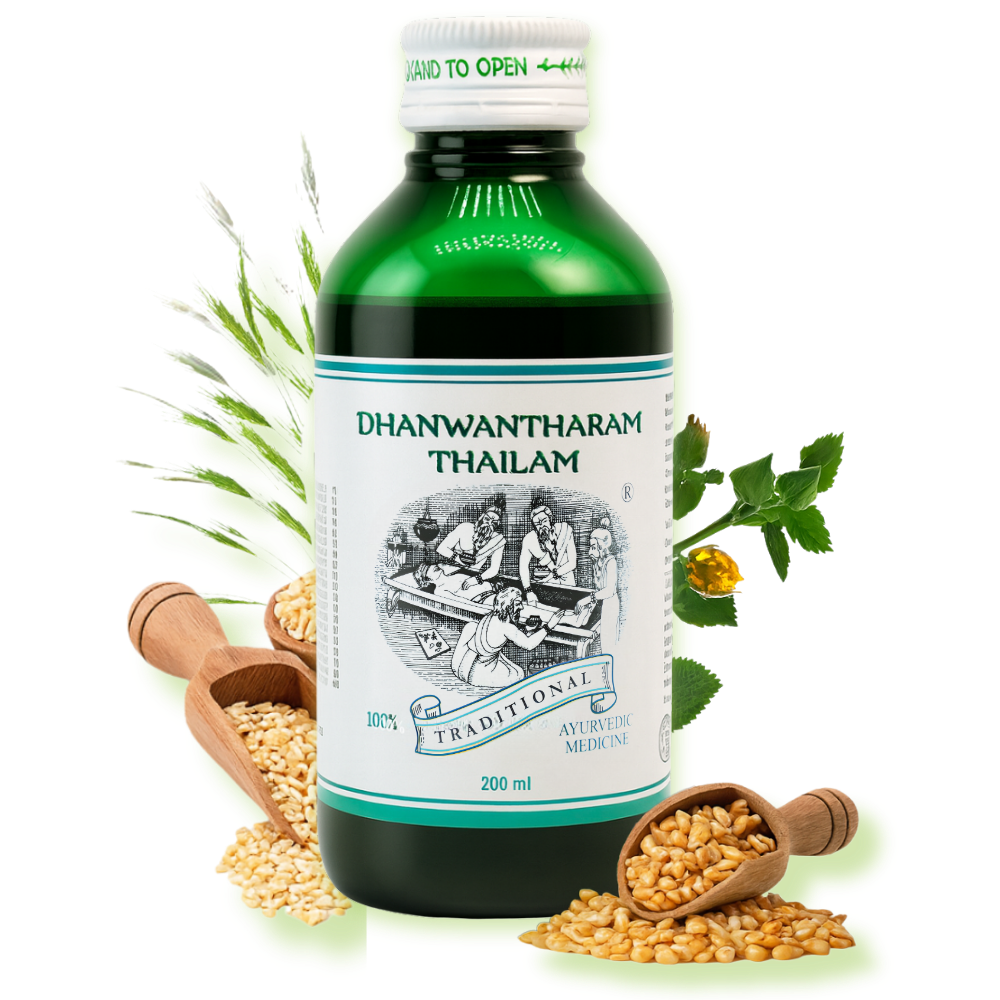 Ayurvedic Therapeutic Oil for Joint Pain, Swelling, Rheumatism & Nervous Disorders - Dhanwantharam Thailam