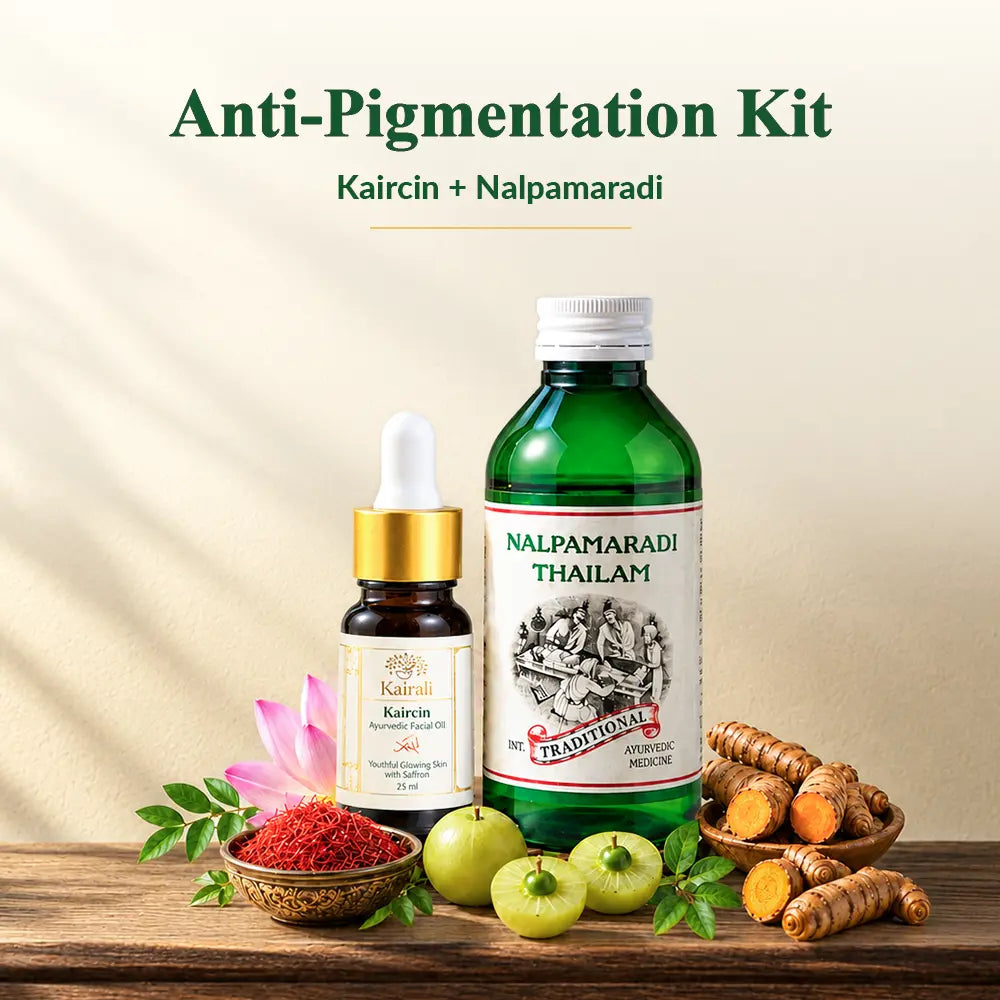 Kairali Kaircin and Nalpamaradi Ayurvedic skin care kit for radiant-looking skin