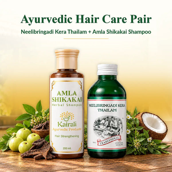 Neelibringadi Kera Thailam and Amla Shikakai Shampoo Ayurvedic hair care kit