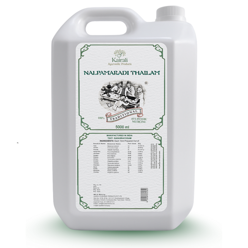Nalpamaradi Thailam — 5 L container, front view