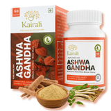 Ashwagandha capsules — carton and bottle with ashwagandha roots