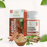 Ashwagandha capsules — carton and bottle with herbs