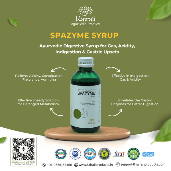 Ayurvedic Gastric & Antacid Syrup - Natural Digestive Support for Acidity & Indigestion - Spazyme Syrup - Kairali Ayurvedic Products Private Limited