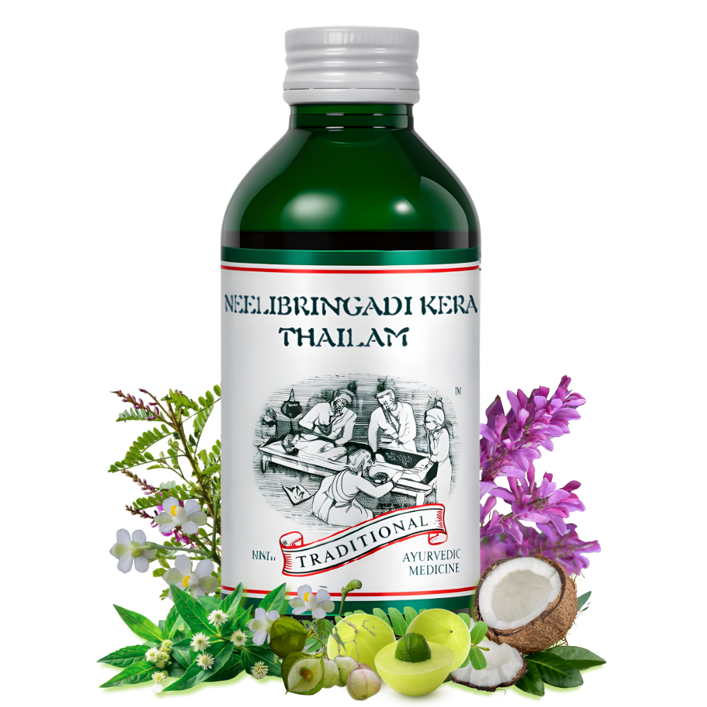 Ayurvedic Hair Oil for Hair Growth, Hair Fall Control, Premature Graying & Damaged Hair Repair - Neelibringadi Kera Thailam - Kairali Ayurvedic Products Private Limited