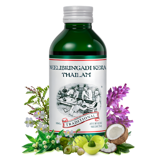 Ayurvedic Hair Oil for Hair Growth, Hair Fall Control, Premature Graying & Damaged Hair Repair - Neelibringadi Kera Thailam - Kairali Ayurvedic Products Private Limited