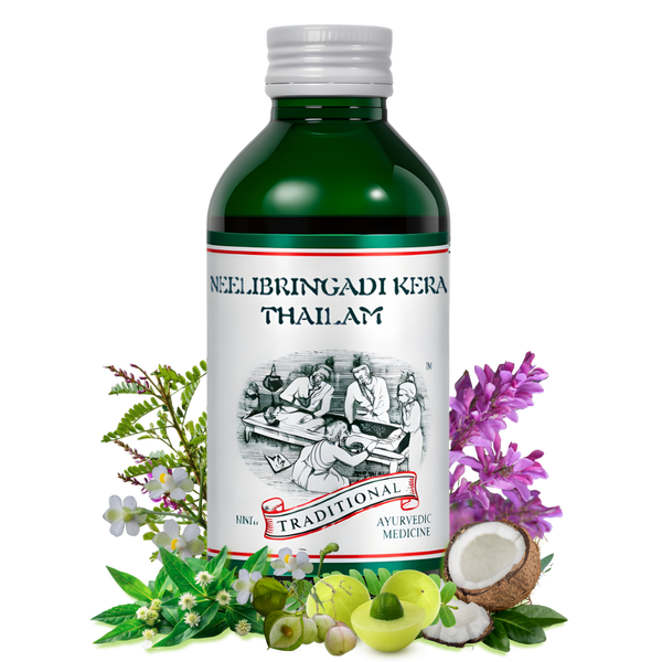 Ayurvedic Hair Oil for Hair Growth, Hair Fall Control, Premature Graying & Damaged Hair Repair - Neelibringadi Kera Thailam - Kairali Ayurvedic Products Private Limited