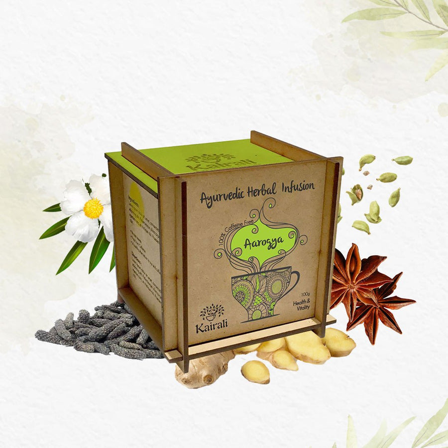 Aarogya Herbal Infusion — tea carton with spices