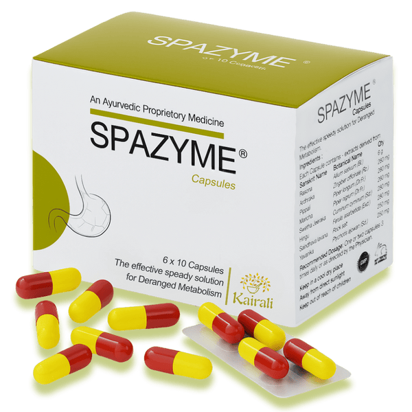 Ayurvedic Medicine for Gas, Acidity & Indigestion - Fast & Natural Relief for Gastric Issues - Spazyme Capsule - Kairali Ayurvedic Products Private Limited