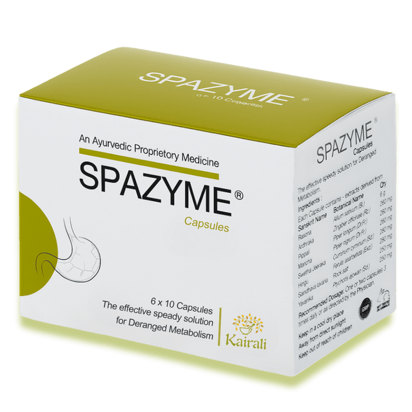 Ayurvedic Medicine for Gas, Acidity & Indigestion - Fast & Natural Relief for Gastric Issues - Spazyme Capsule - Kairali Ayurvedic Products Private Limited