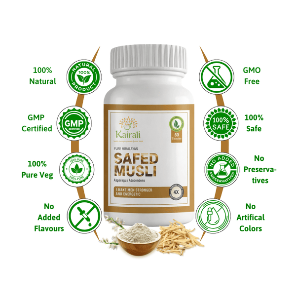 Ayurvedic Medicine for Sexual Health, Stamina & Strength | Natural Vitality & Strength Booster - Safed Musli Capsules - Kairali Ayurvedic Products Private Limited