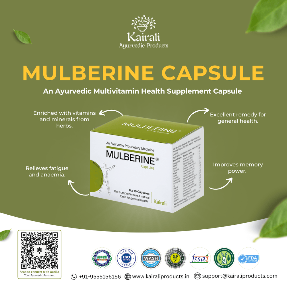 Ayurvedic Multivitamin Health Supplement Capsule - Boosts Immunity & Overall Vitality - Mulberine Capsules - Kairali Ayurvedic Products Private Limited