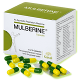 Mulberine capsules — carton with green and yellow capsules