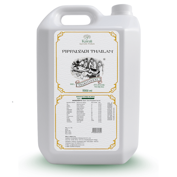 Ayurvedic Oil for Piles, Gout, Back ache & Spondylosis - Strengthens Lower Limbs & Relieves Pain - Pippalyadi Thailam - Kairali Ayurvedic Products Private Limited
