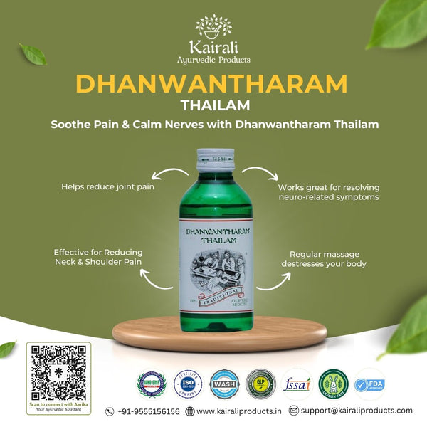 Ayurvedic Therapeutic Oil for Joint Pain, Swelling, Rheumatism & Nervous Disorders - Kairali Ayurvedic Products Private Limited