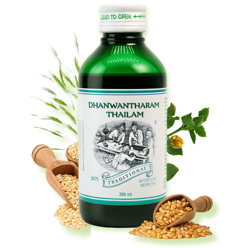 Ayurvedic Therapeutic Oil for Joint Pain, Swelling, Rheumatism & Nervous Disorders - Dhanwantharam Thailam - Kairali Ayurvedic Products Private Limited