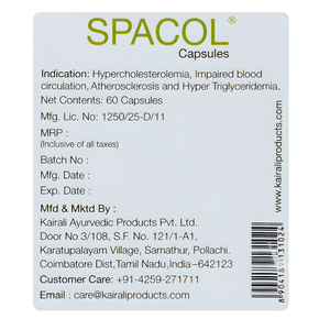 Best Ayurvedic Medicine for High Cholesterol - Natural Solution to Maintain Healthy Cholesterol - Spacol Capsules - Kairali Ayurvedic Products Private Limited