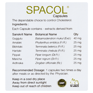 Best Ayurvedic Medicine for High Cholesterol - Natural Solution to Maintain Healthy Cholesterol - Spacol Capsules - Kairali Ayurvedic Products Private Limited