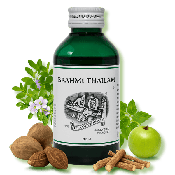Head Massage Oil for Hair Growth, Hair Fall Control, Headache & Anxiety Relief - Brahmi Thailam - Kairali Ayurvedic Products Private Limited