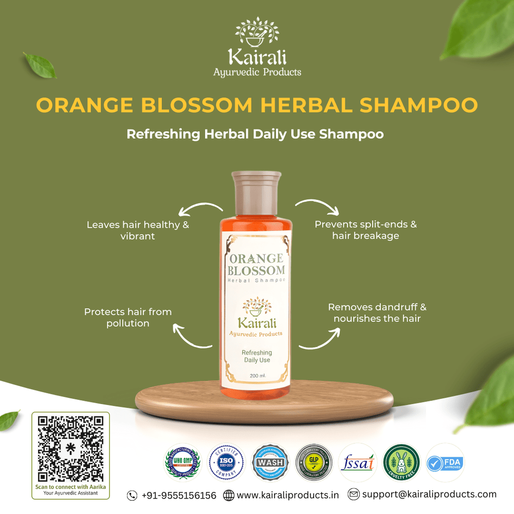 Refreshing Daily Use Herbal Shampoo - Orange Blossom Shampoo - Kairali 
