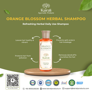 Refreshing Daily Use Herbal Shampoo - Gently Cleanses & Nourishes for Soft, Shiny, & Frizz - Free Hair - Orange Blossom Shampoo - Kairali Ayurvedic Products Private Limited