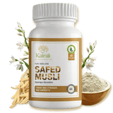 Safed Musli capsules — capsule bottle with roots and powder